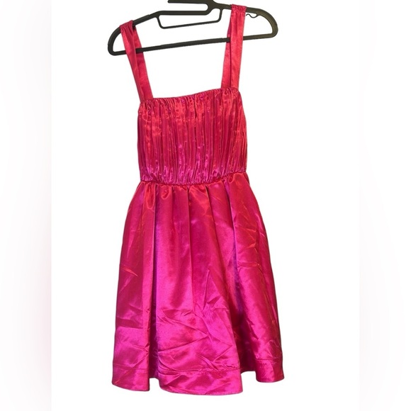 NWT Maeve by Anthropologie Pink Bow-Tie Satin Mini Dress Women’s size US 4 - Picture 4 of 16